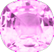 Actual size of 2.5ct Morganite (cushion cut, 8&times;10mm, Light Purple color)