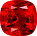 Actual size of 0.35ct Ruby (cushion cut, 3.94&times;3.94mm, Red color)